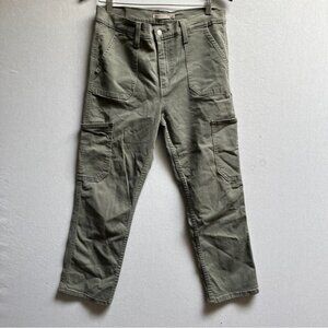 Levi’s 724 High Rise Straight Crop Olive Cargo Pants Sz 32